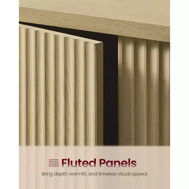 Wall Cabinet with Fluted Doors and Towel Bar, 23.6 x 28.7 Inch, Oak Beige