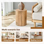 Table d'appoint ronde en bois - Table d'appoint cylindrique pour salon