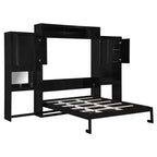 Lit escamotable Queen Size avec bureau, miroir de courtoisie et armoires