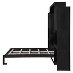 Lit escamotable Queen Size avec bureau, miroir de courtoisie et armoires