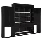 Lit escamotable Queen Size avec bureau, miroir de courtoisie et armoires