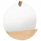 Miroir mural rond avec étagère - Cadre en pin massif