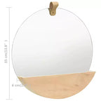 Miroir mural rond avec étagère - Cadre en pin massif