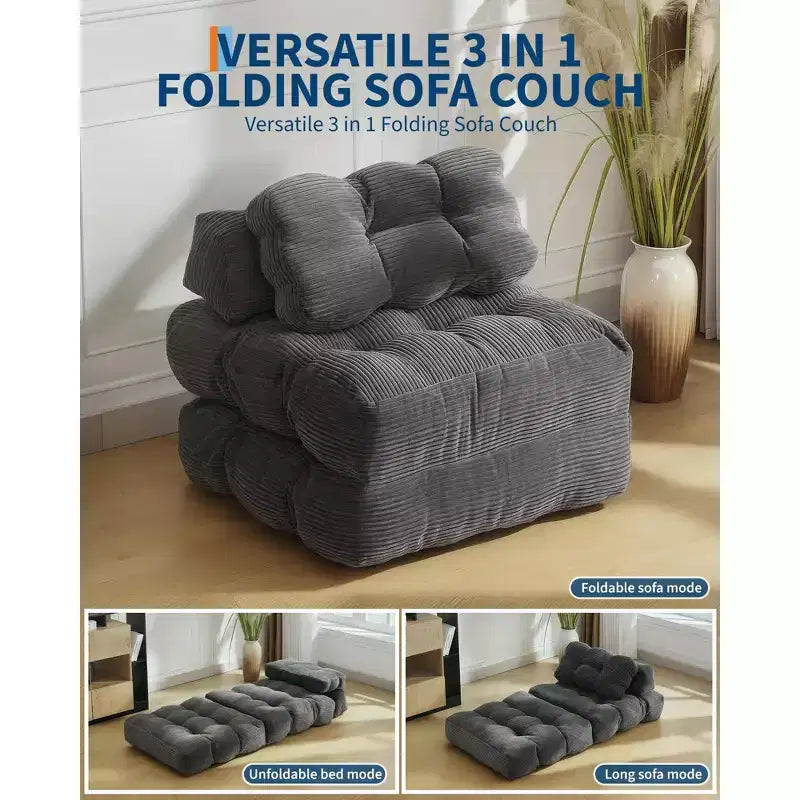 34.25x74.8 Single Folding Sofa Bed, Convertible Sleeper Chair with Pillow, Portable Foldable Chair and Mattress