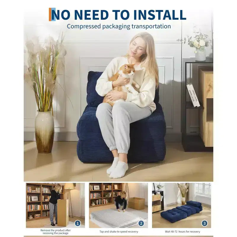 34.25x74.8 Single Folding Sofa Bed, Convertible Sleeper Chair with Pillow, Portable Foldable Chair and Mattress