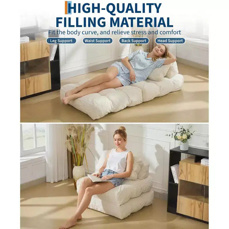 34.25x74.8 Single Folding Sofa Bed, Convertible Sleeper Chair with Pillow, Portable Foldable Chair and Mattress