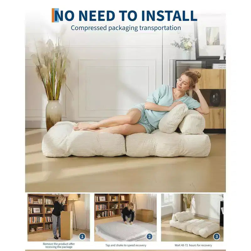 34.25x74.8 Single Folding Sofa Bed, Convertible Sleeper Chair with Pillow, Portable Foldable Chair and Mattress