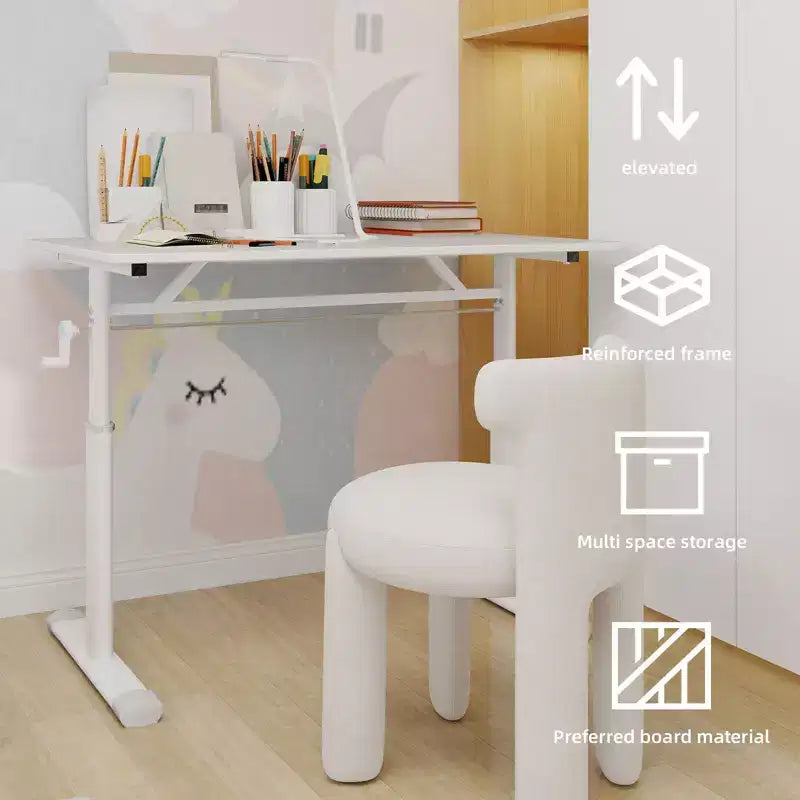 Height-Adjustable Small Desk, Multi-Purpose Writing Desk for Living Room, Office, Classroom