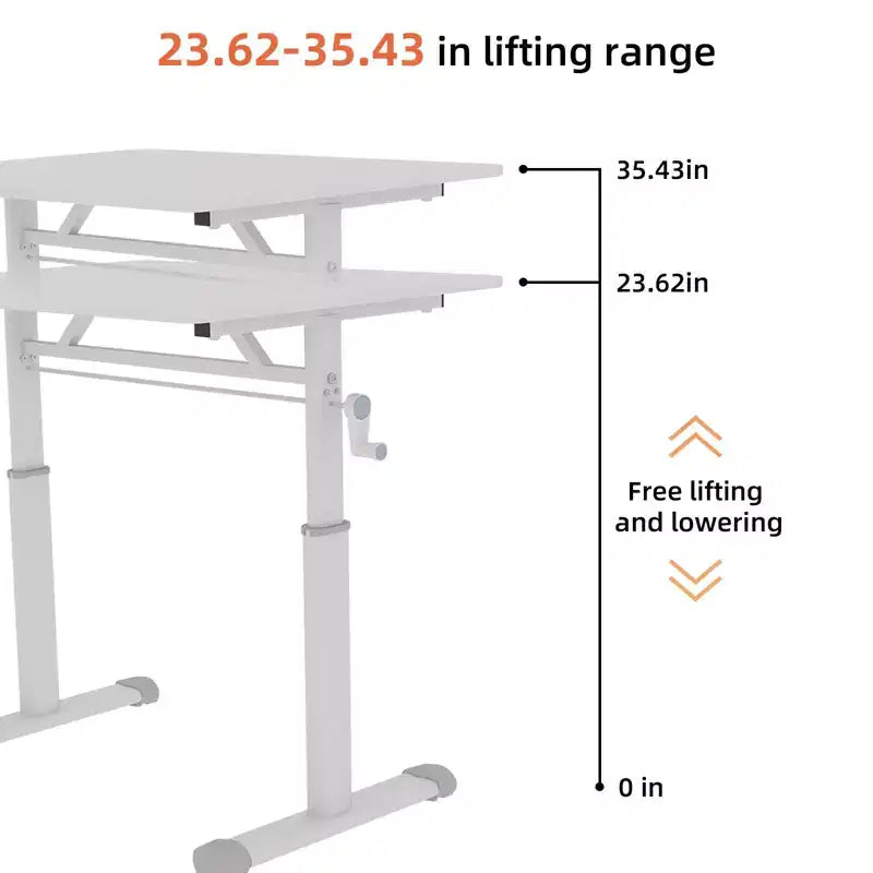 Height-Adjustable Small Desk, Multi-Purpose Writing Desk for Living Room, Office, Classroom