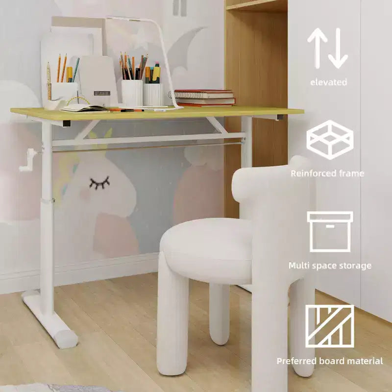 Height-Adjustable Small Desk, Multi-Purpose Writing Desk for Living Room, Office, Classroom