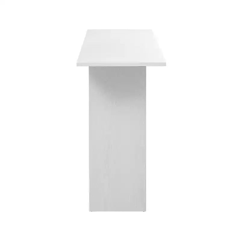 60 Inch Modern Curved Console Table with Ash Veneer and Bottom Shelf