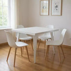 Table à manger carrée en acier et métal blancs de 32 pouces