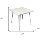 Table à manger carrée en acier et métal blancs de 32 pouces