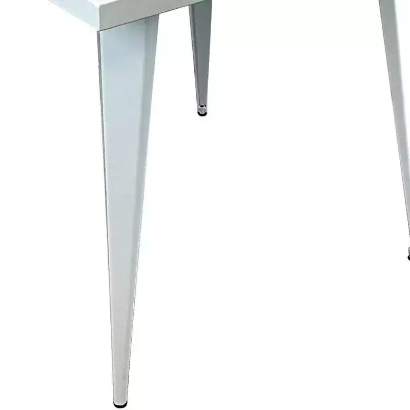32 Inch White Steel and Metal Square Dining Table