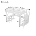 Lit mezzanine en métal avec armoire, lumière LED, bureau en L et USB