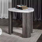 GDFStudio Declan Contemporary Triangle Rubberwood End Table with Hidden Casters
