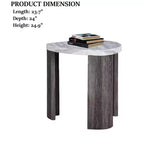 Table d'appoint contemporaine triangulaire en hévéa avec roulettes dissimulées