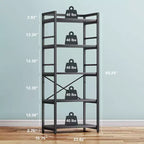 Étagère de Boulanger à 5 Niveaux, Support de Four à Micro-ondes Industriel, Bar à Café pour Petits Espaces, Étagère de Cuisine Autoportante avec Rangement, Noir/Marron/Gris
