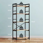Étagère de Boulanger à 5 Niveaux, Support de Four à Micro-ondes Industriel, Bar à Café pour Petits Espaces, Étagère de Cuisine Autoportante avec Rangement, Noir/Marron/Gris