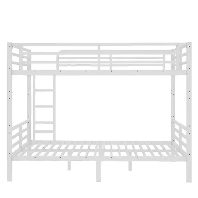 82.7 Inch Metal Bunk Bed with Ladder and Safety Guardrails - Space-Saving Design