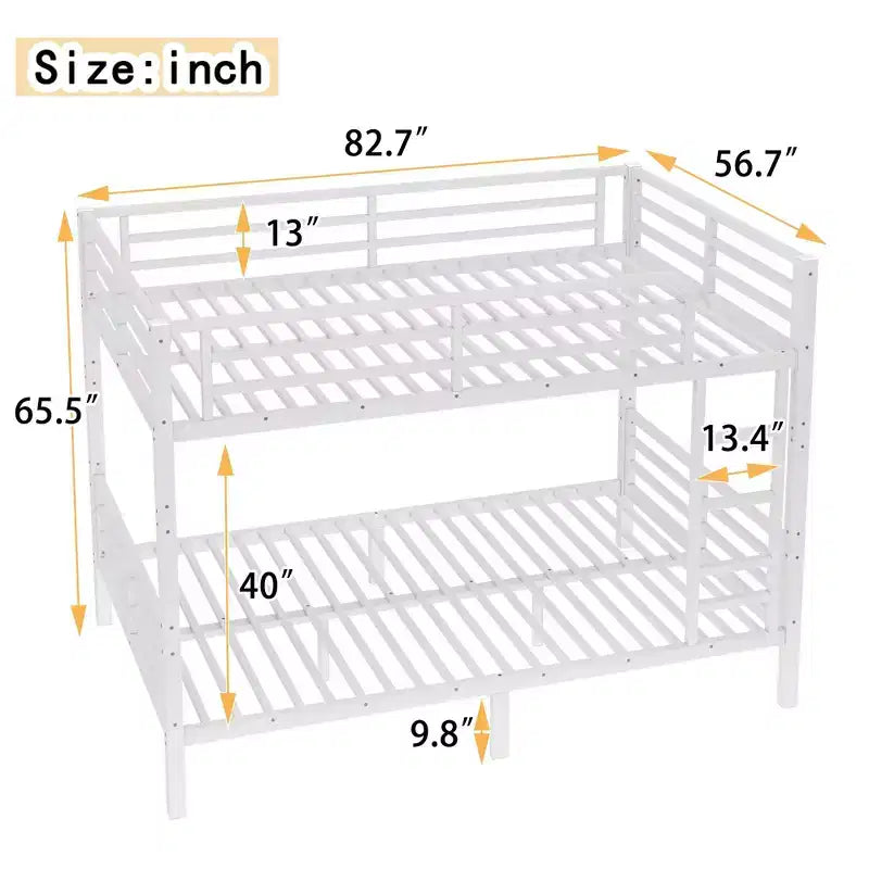 82.7 Inch Metal Bunk Bed with Ladder and Safety Guardrails - Space-Saving Design