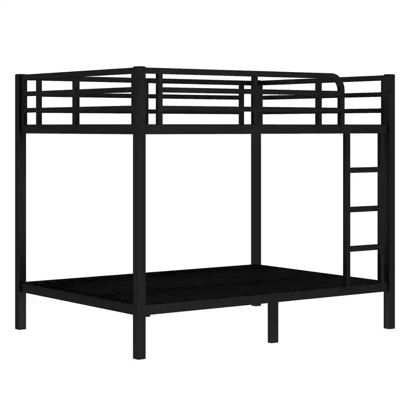 82.7 Inch Metal Bunk Bed with Ladder and Safety Guardrails - Space-Saving Design