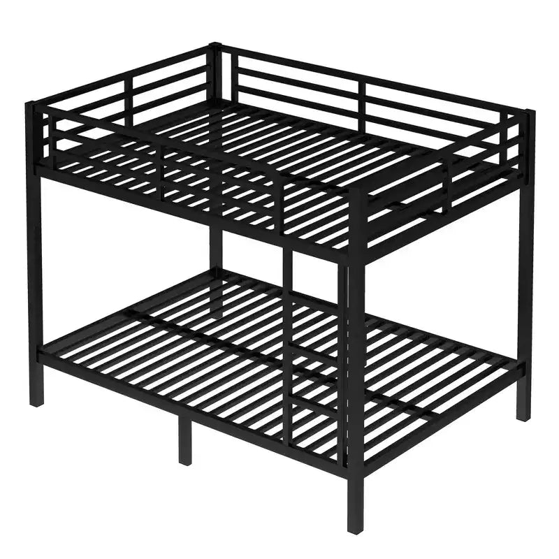 82.7 Inch Metal Bunk Bed with Ladder and Safety Guardrails - Space-Saving Design