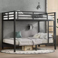 82.7 Inch Metal Bunk Bed with Ladder and Safety Guardrails - Space-Saving Design