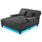 Canapé méridienne réglable en chenille moderne avec éclairage LED RVB