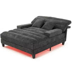 Canapé méridienne réglable en chenille moderne avec éclairage LED RVB