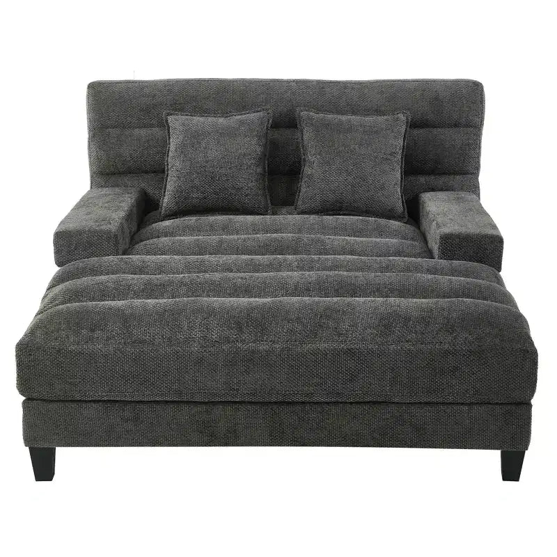Modern Chenille Adjustable Chaise Lounge Sofa with RGB LED Lighting