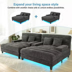 Canapé méridienne réglable en chenille moderne avec éclairage LED RVB