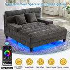 Canapé méridienne réglable en chenille moderne avec éclairage LED RVB