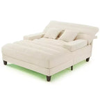Canapé méridienne réglable en chenille moderne avec éclairage LED RVB