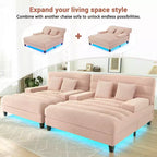 Canapé méridienne réglable en chenille moderne avec éclairage LED RVB