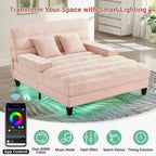 Canapé méridienne réglable en chenille moderne avec éclairage LED RVB