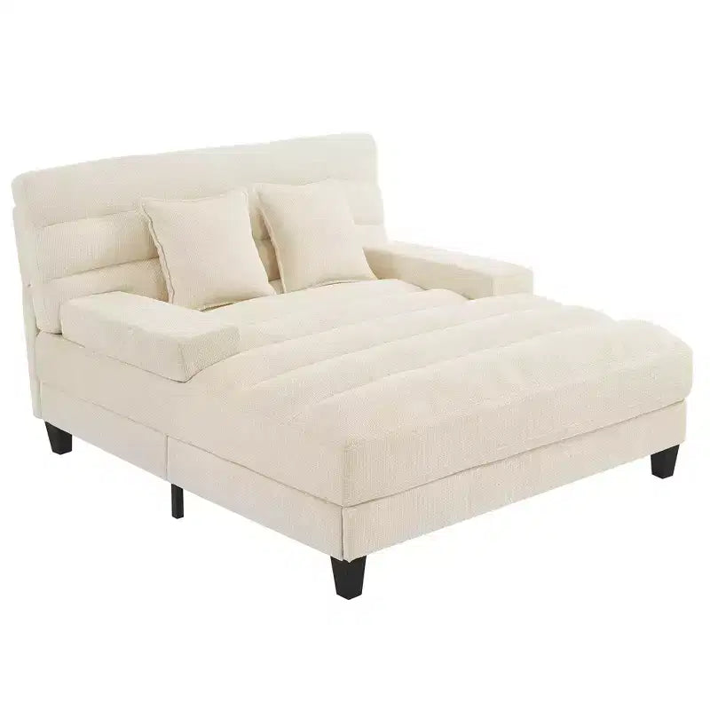 Modern Chenille Adjustable Chaise Lounge Sofa with RGB LED Lighting