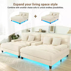 Canapé méridienne réglable en chenille moderne avec éclairage LED RVB