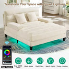 Canapé méridienne réglable en chenille moderne avec éclairage LED RVB