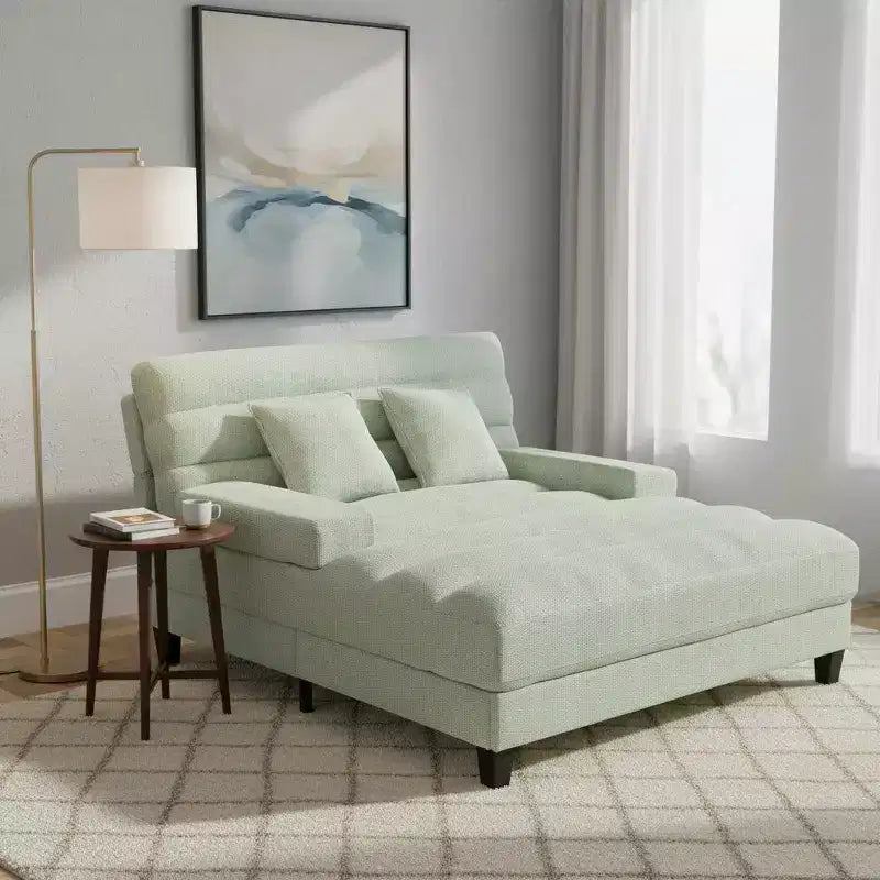 Modern Chenille Adjustable Chaise Lounge Sofa with RGB LED Lighting
