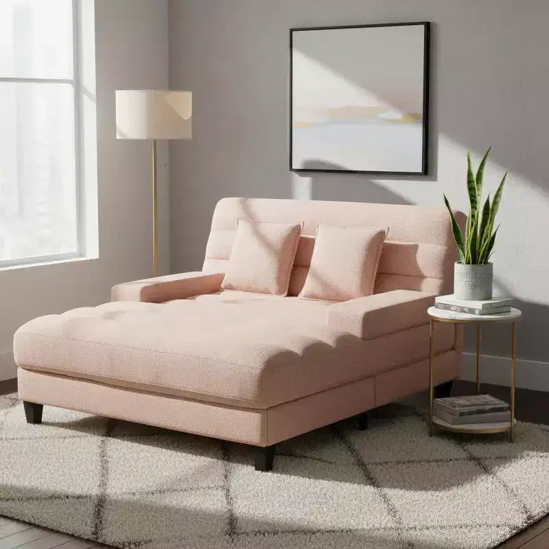 Modern Chenille Adjustable Chaise Lounge Sofa with RGB LED Lighting