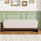 Christopher Knight Home Vivien Mid-Century Modern Wood Upholstered Bench with Thick Soft Cushions