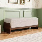 Banc rembourré en bois de style Mid-Century Modern avec coussins épais et moelleux