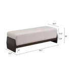 Banc rembourré en bois de style Mid-Century Modern avec coussins épais et moelleux
