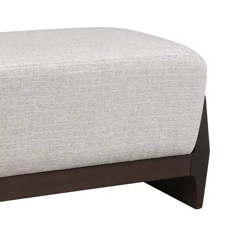 Mid-Century Modern Wood Upholstered Bench with Thick Soft Cushions
