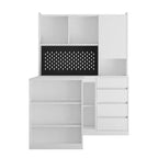 Bureau d'angle en L de 46 pouces avec étagère et tiroirs pour bureau à domicile, chambre à coucher, salle de lecture