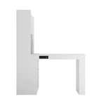 Bureau d'angle en L de 46 pouces avec étagère et tiroirs pour bureau à domicile, chambre à coucher, salle de lecture
