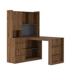 Bureau d'angle en L de 46 pouces avec étagère et tiroirs pour bureau à domicile, chambre à coucher, salle de lecture