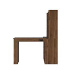 Bureau d'angle en L de 46 pouces avec étagère et tiroirs pour bureau à domicile, chambre à coucher, salle de lecture