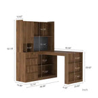 Bureau d'angle en L de 46 pouces avec étagère et tiroirs pour bureau à domicile, chambre à coucher, salle de lecture